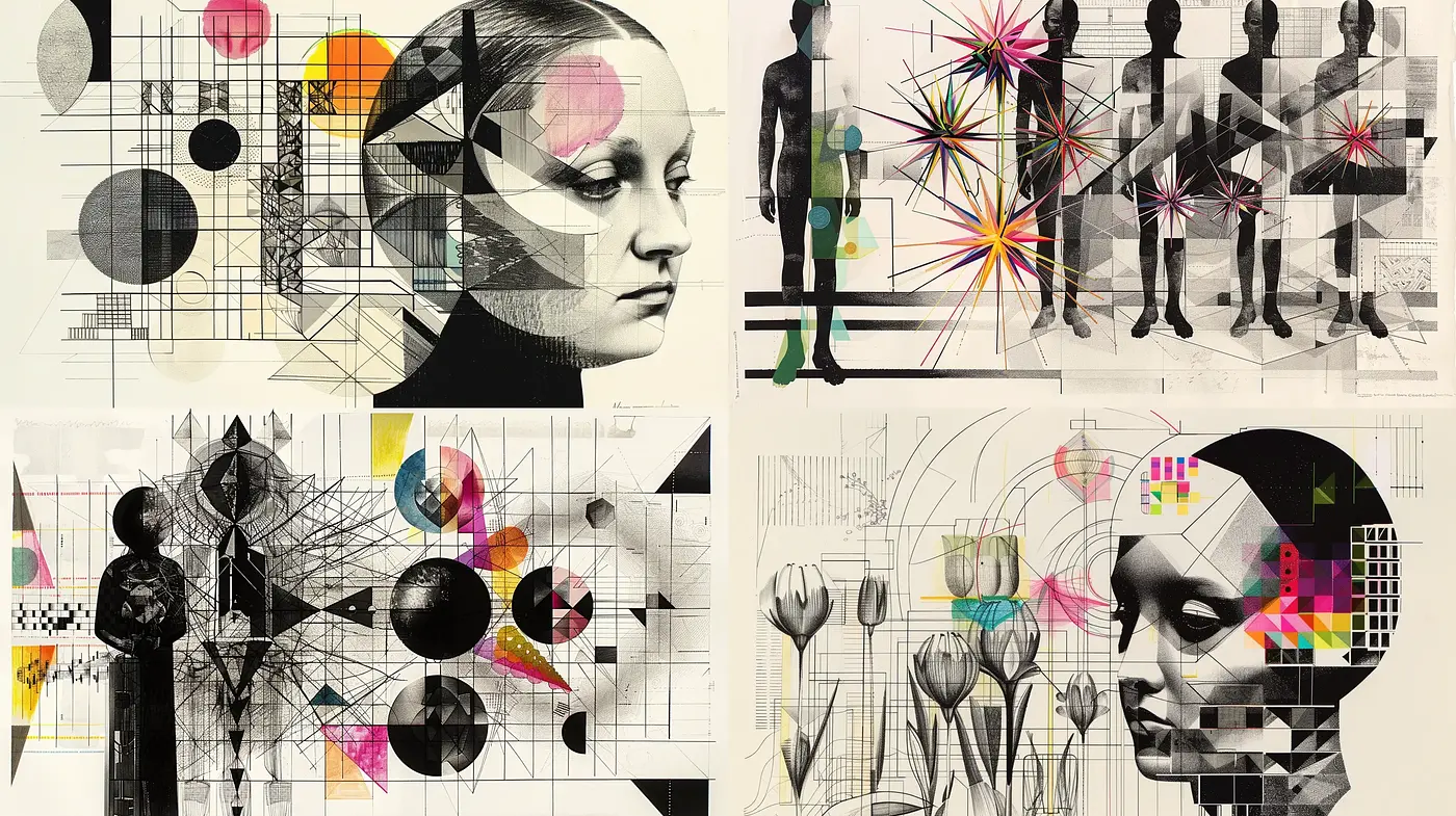 Abstract Geometric Synthesis with Retro-Futuristic Overtones - Midjourney sref style
