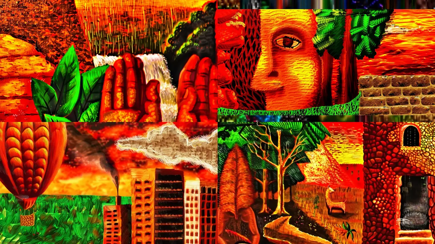 Vibrant Textured Mosaic: A Vivid Tapestry of Hues and Patterns - Midjourney sref style