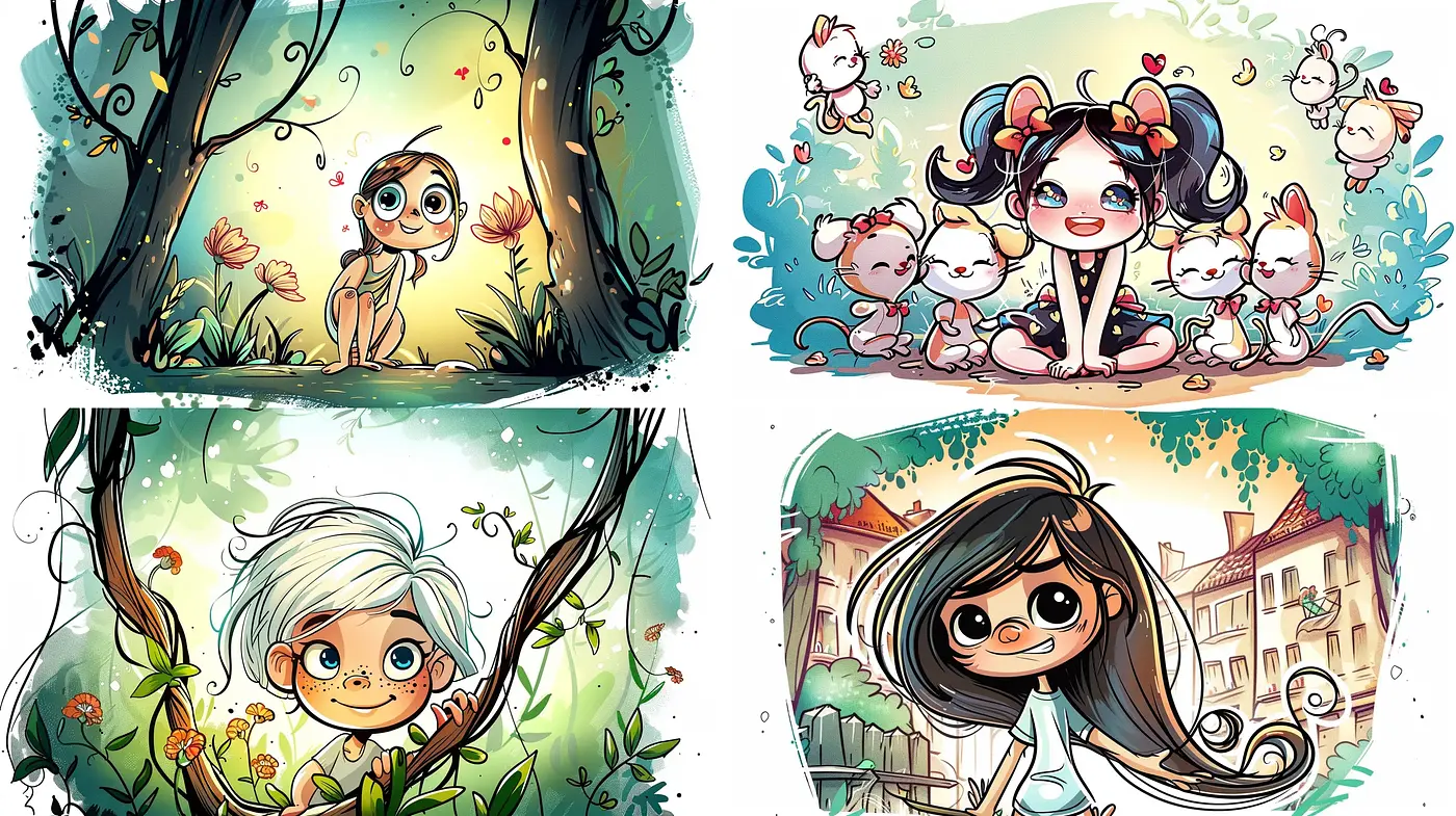 Whimsical Storybook Illustrations with Consistent Magical Overtones - Midjourney sref style