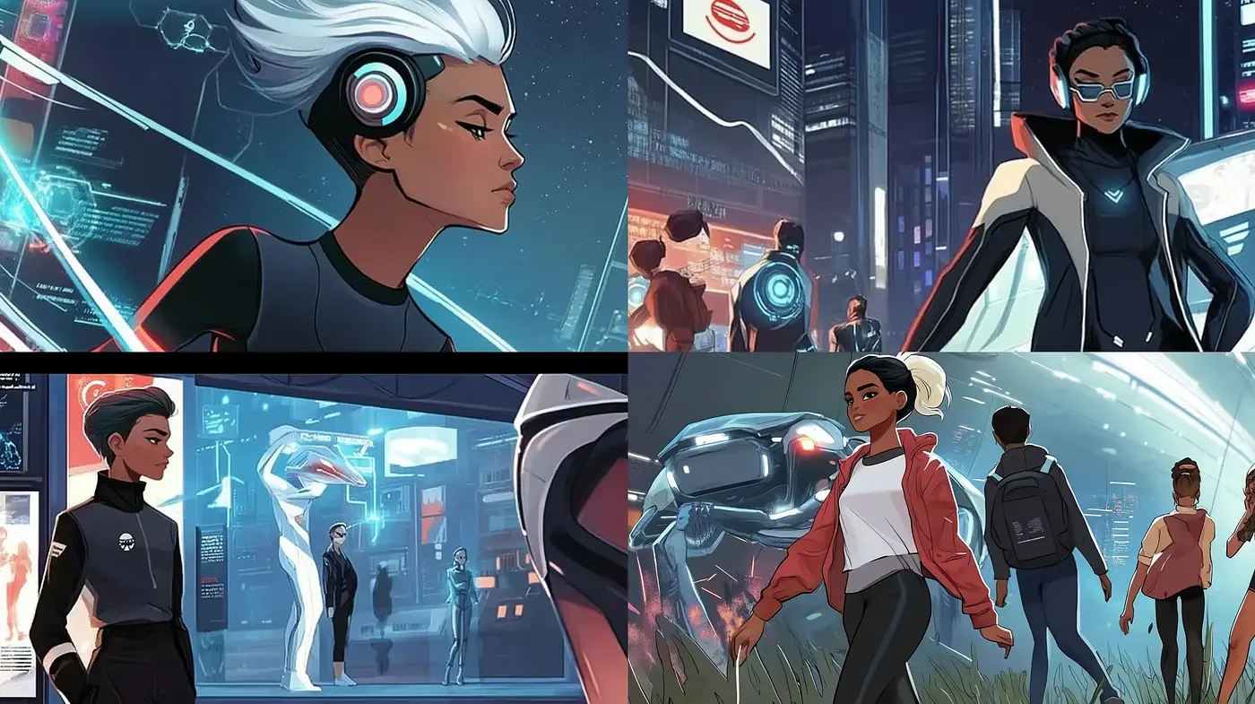 Futuristic Urban Elegance: A Consistent Homage to Stylized Cyberpunk Artistry - Midjourney sref style