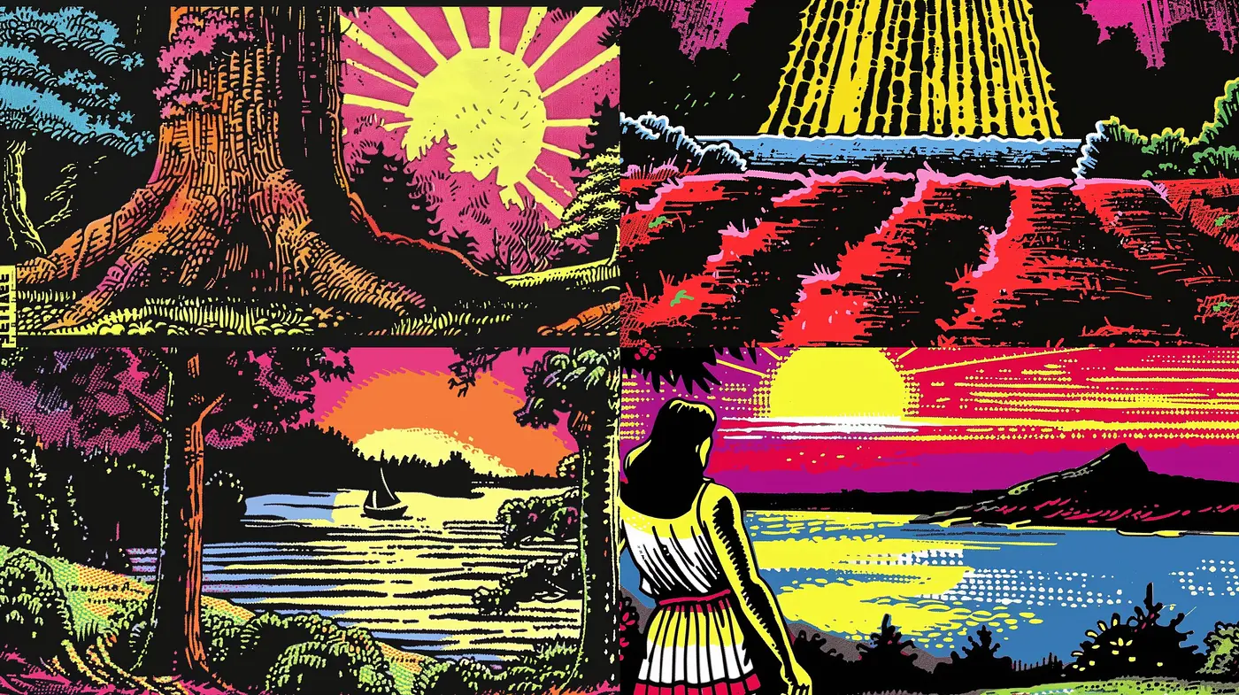 Psychedelic Vividness: A Homage to Retro Pop Art - Midjourney sref style