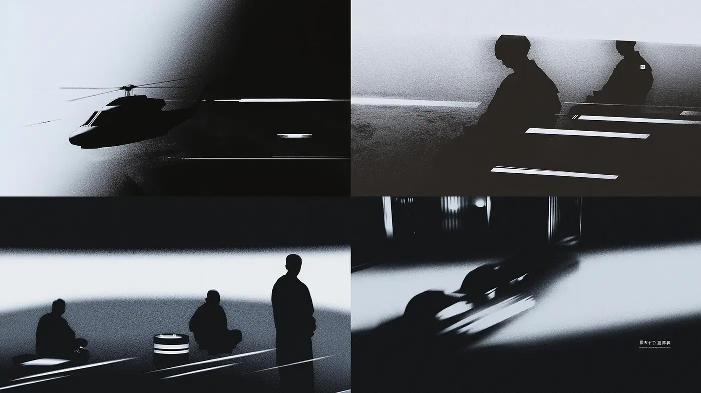 Monochrome Shadows: A Study in Silhouette and Mood - Midjourney sref style