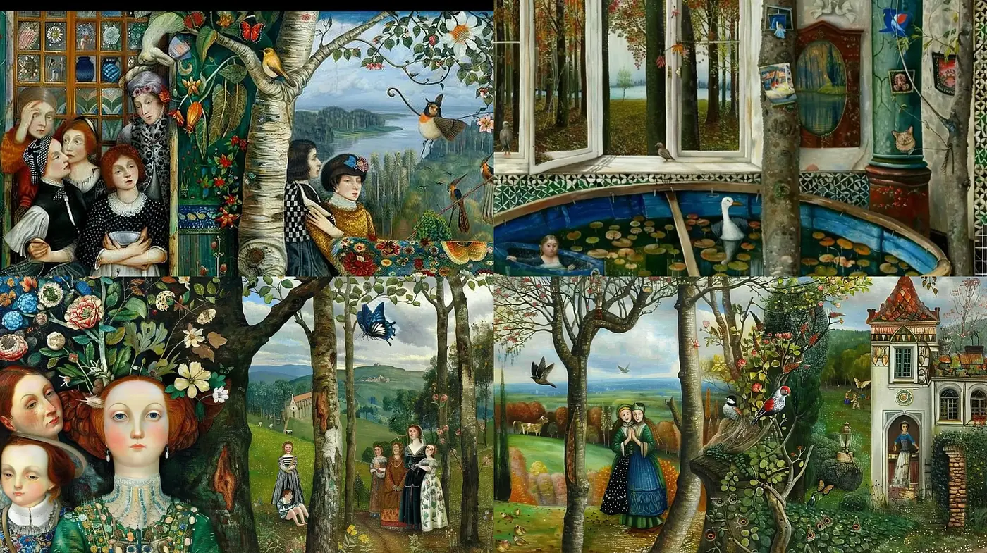 Enchanted Folklore Dreamscapes: A Tapestry of Mythical Nostalgia - Midjourney sref style