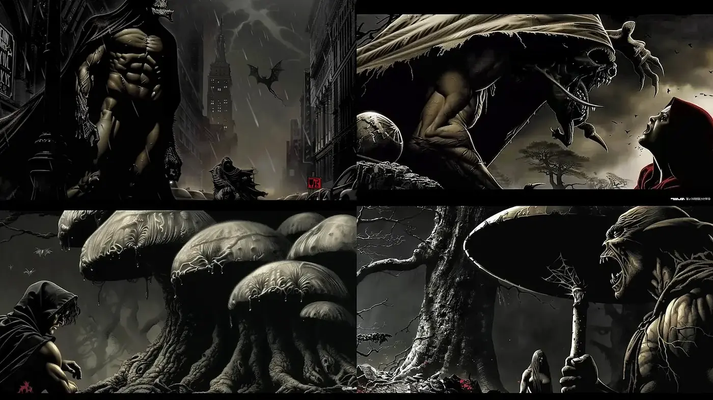 Dark and atmospheric imagery with surreal and fantastical elements - Midjourney sref style