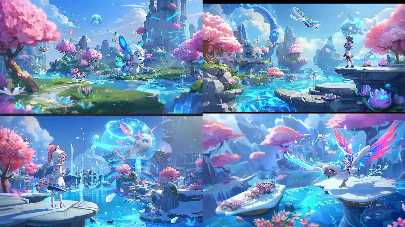 Ethereal Fantasy Wonderland with Serene Cool Tones - Midjourney sref style