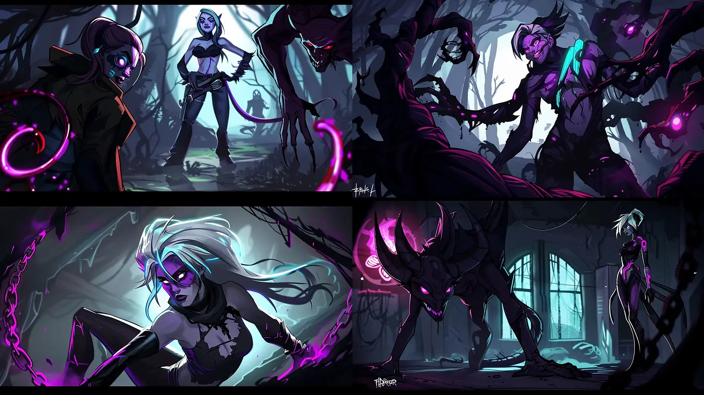 Ethereal Nocturne: A Sombre Dance with Vivid Undertones - Midjourney sref style