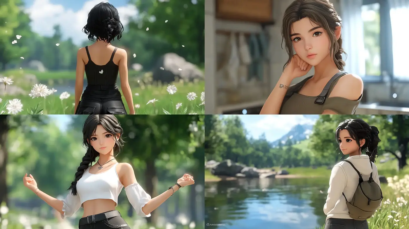 Lush Serenity in Digital Realism: A Study of Nature-infused Portraiture - Midjourney sref style