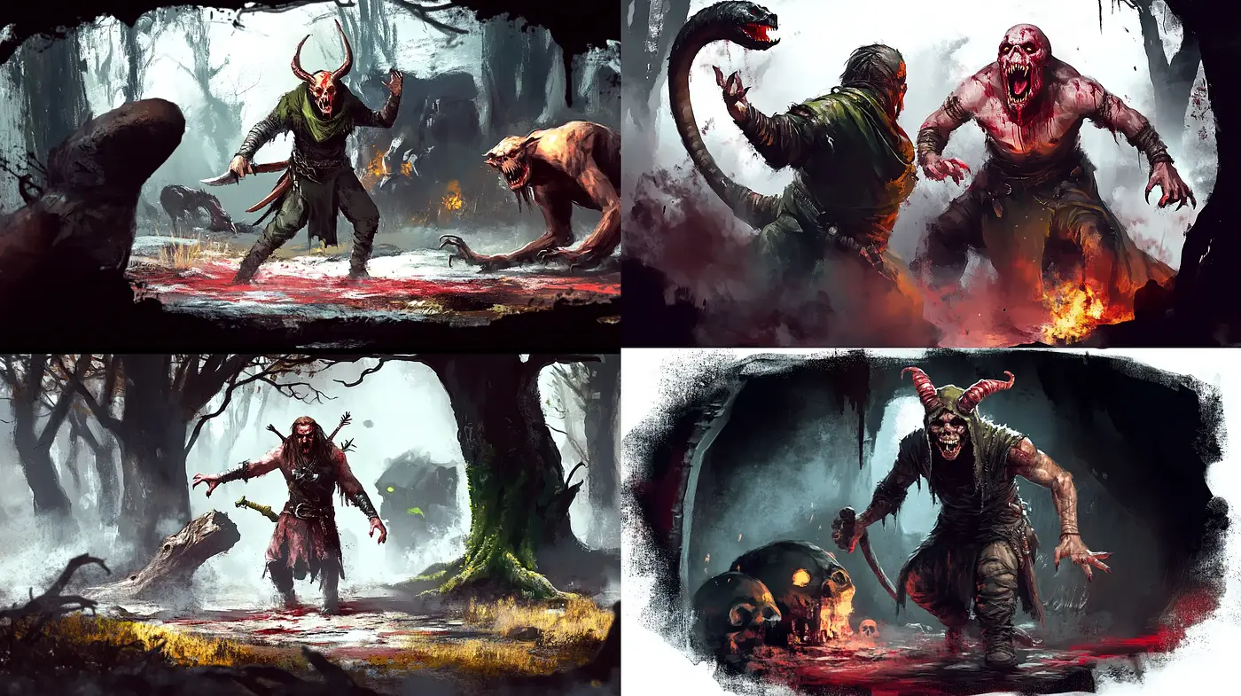 Grim Fantasy Vistas: A Homage to Dark Artistic Impressions - Midjourney sref style
