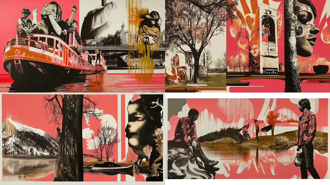 Retro-Futuristic Collage with Surrealist Overtones - Midjourney sref style