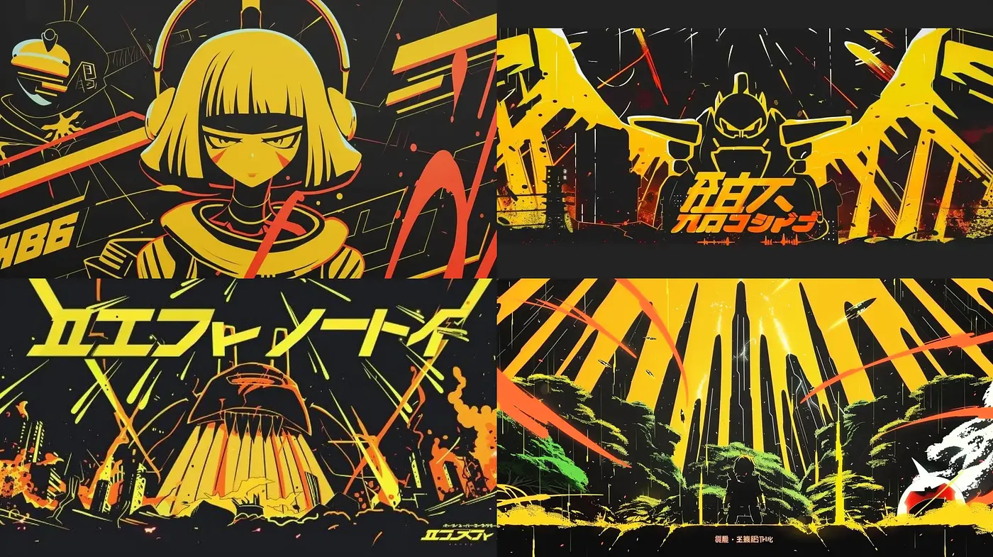 Cyberpunk Visual Symphony with Neon Hues and Dynamic Angles - Midjourney sref style