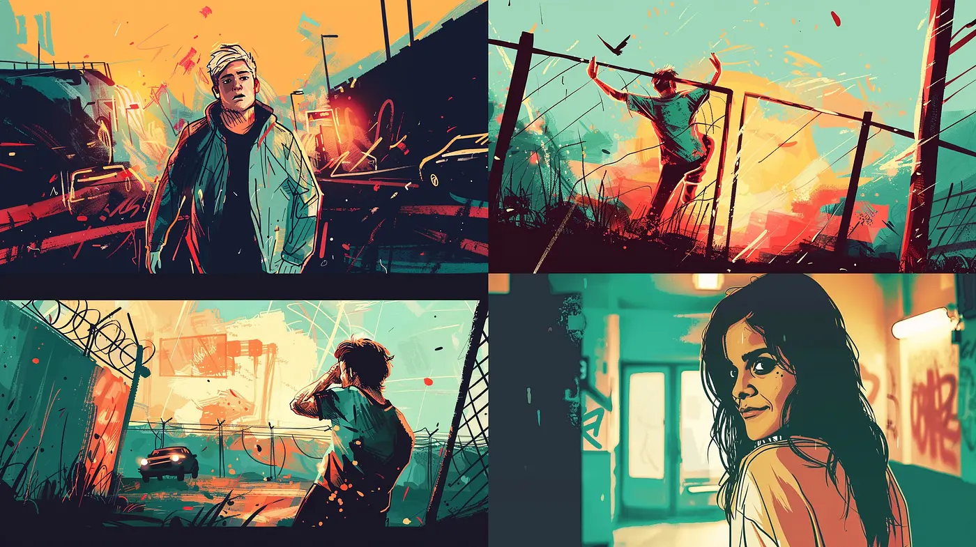 Dynamic Brushwork and Evocative Chromatic Narratives in Contemporary Illustrations - Midjourney sref style