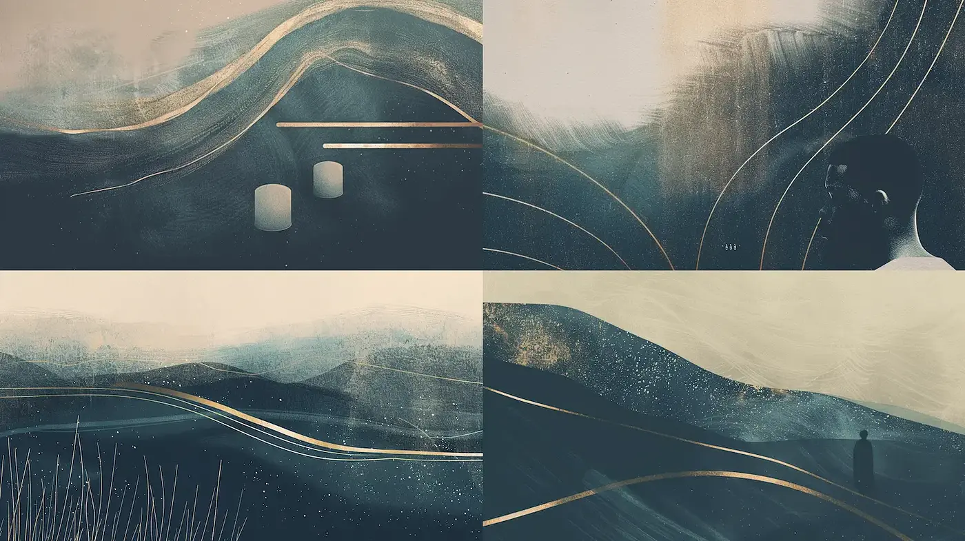 Dreamy Abstract Landscapes with Elegant Lines and Subtle Textures - Midjourney sref style