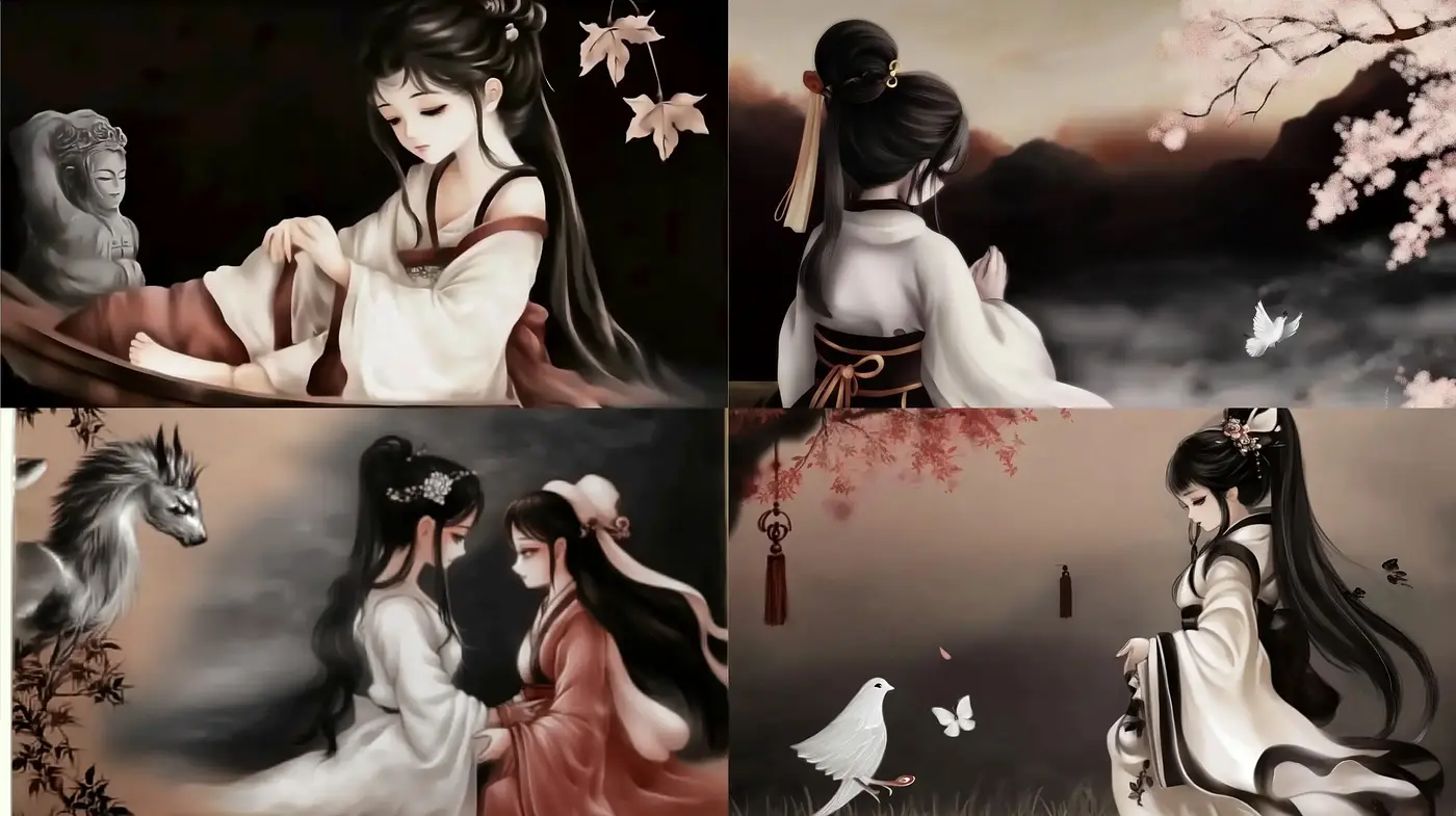 Ethereal Twilight: A Harmonious Fusion of Asian-Influenced Fantasy Art - Midjourney sref style