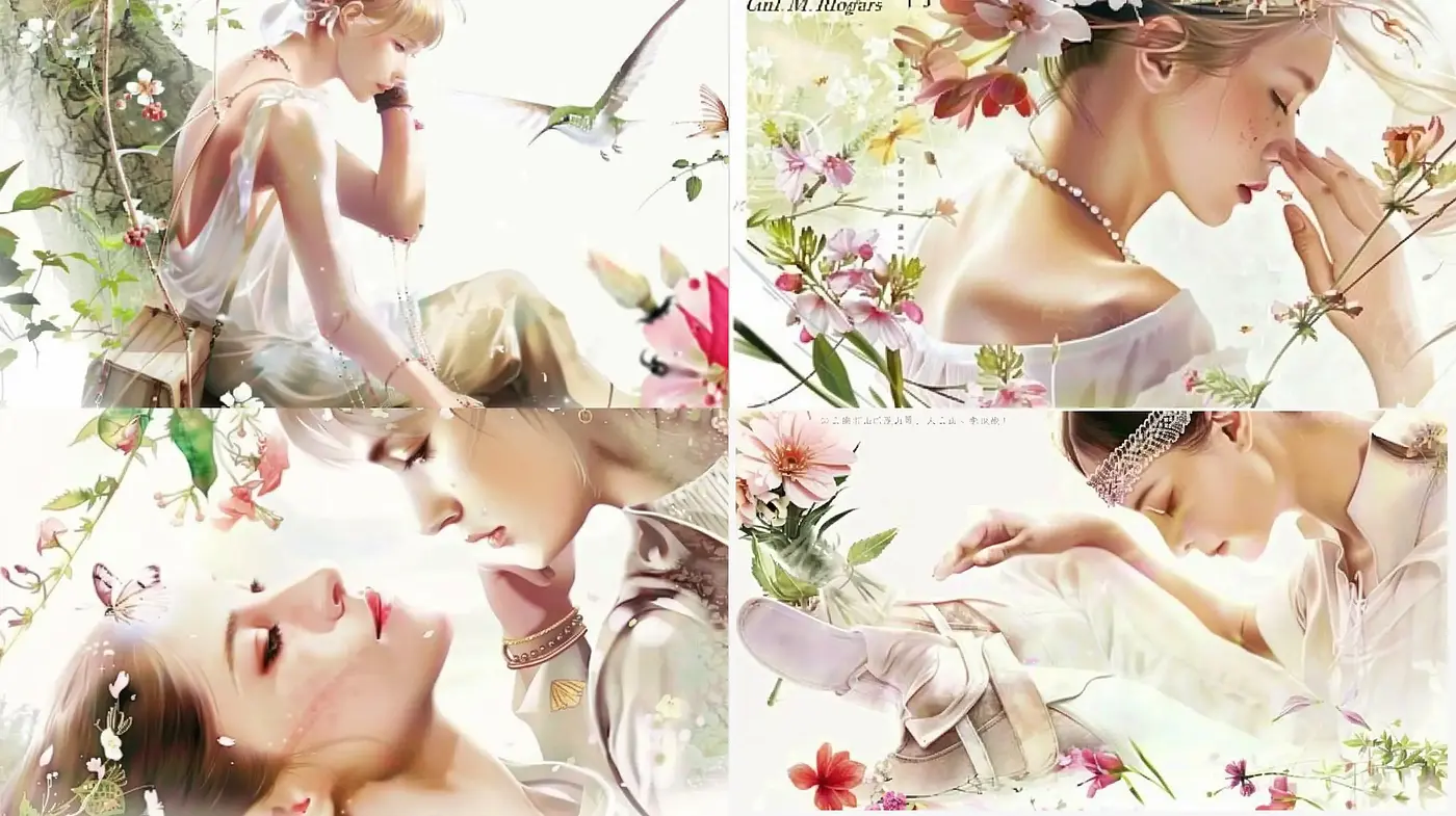 Ethereal Blossom Romance: A Dreamlike Fusion of Florals and Soft Light - Midjourney sref style