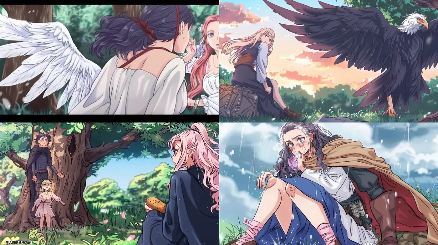 Serene Fantasy: A Softly Colored Manga-Inspired Enchantment - Midjourney sref style
