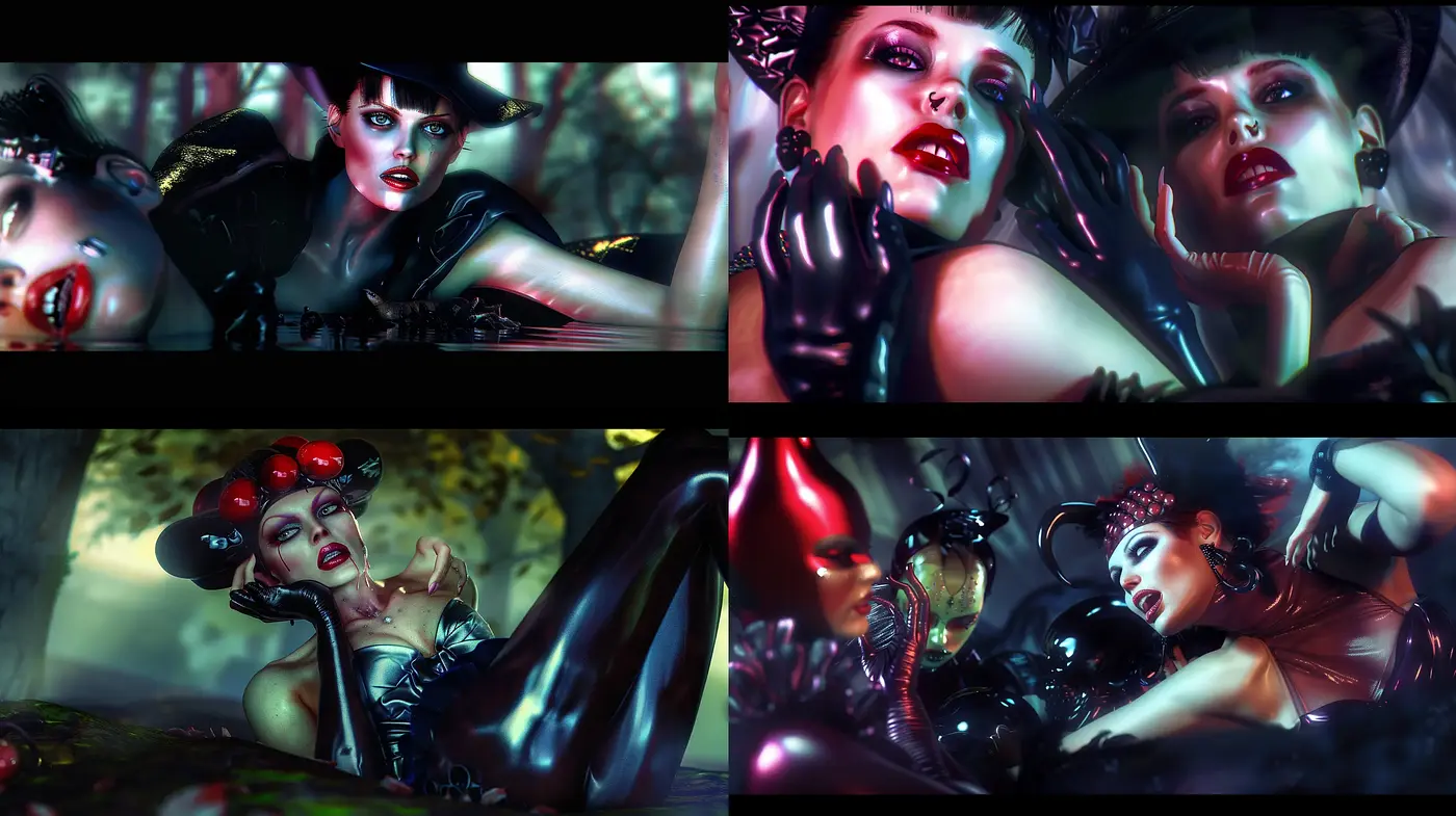 Luminous Gothic Fantasy: An Eerie and Seductive Digital Dreamscape - Midjourney sref style