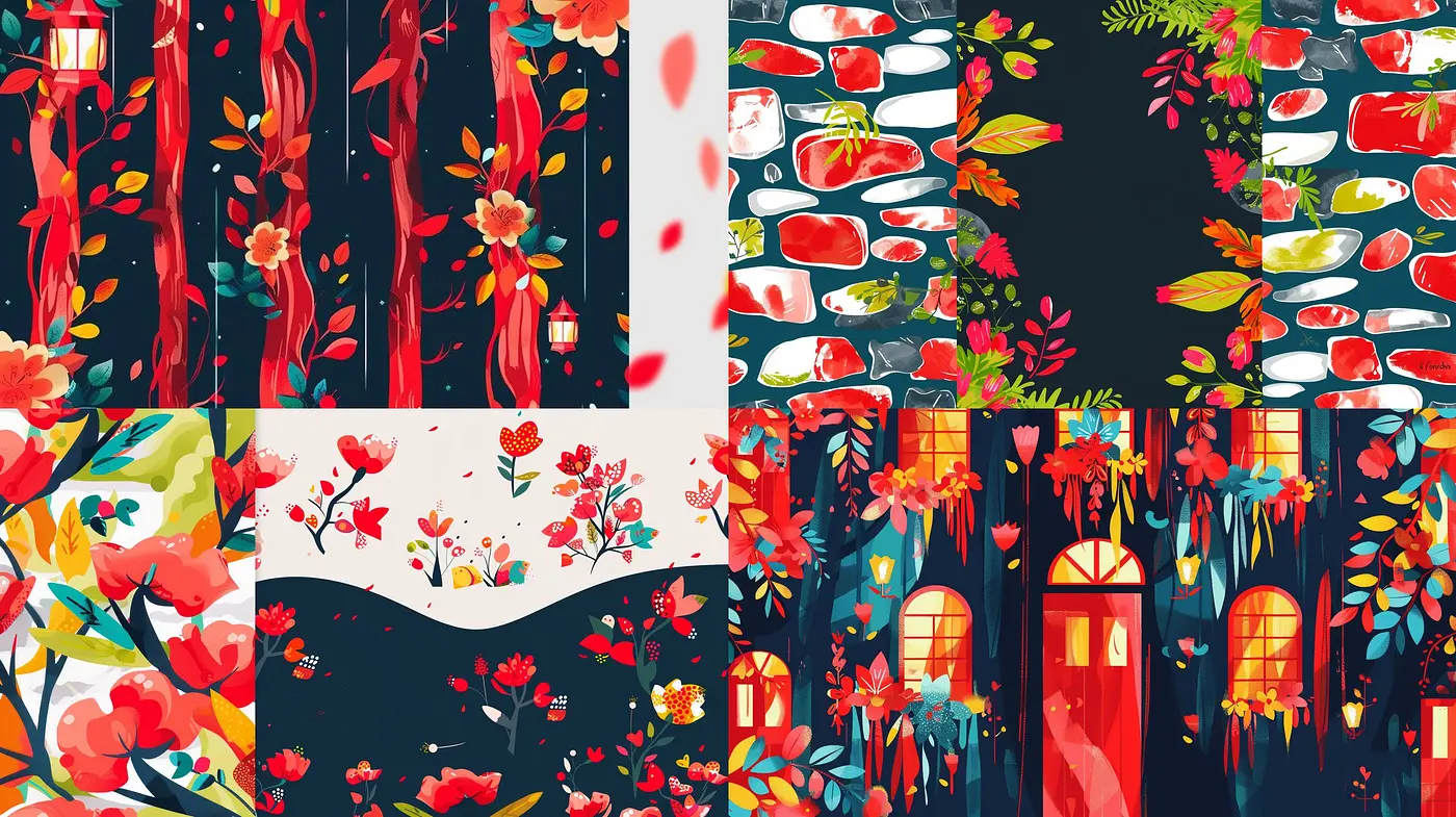 Vibrant Botanical Dreamscape: A Symphony of Vivid Flora and Ethereal Light - Midjourney sref style
