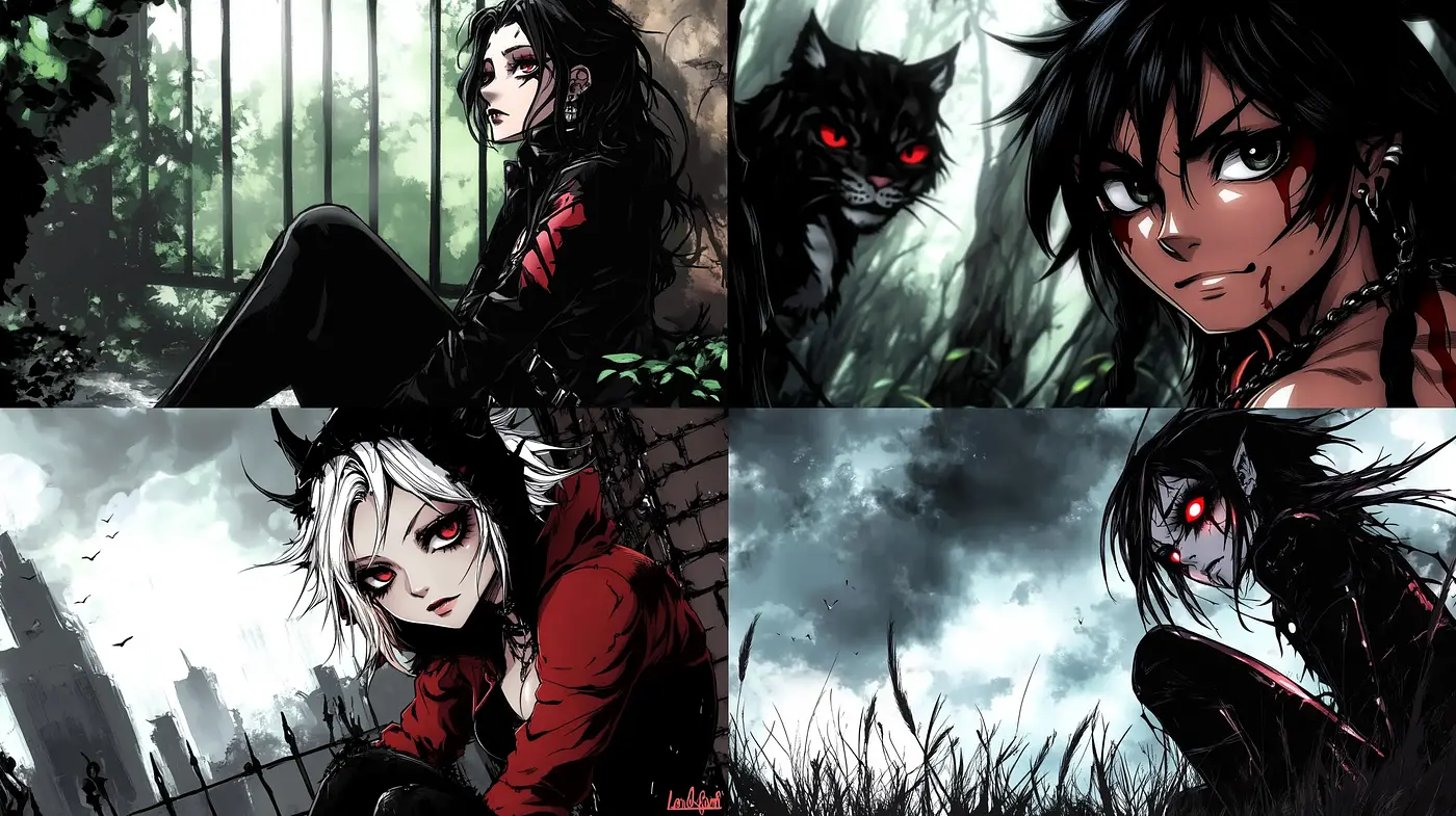 Gothic Elegance with a Modern Manga Twist - Midjourney sref style