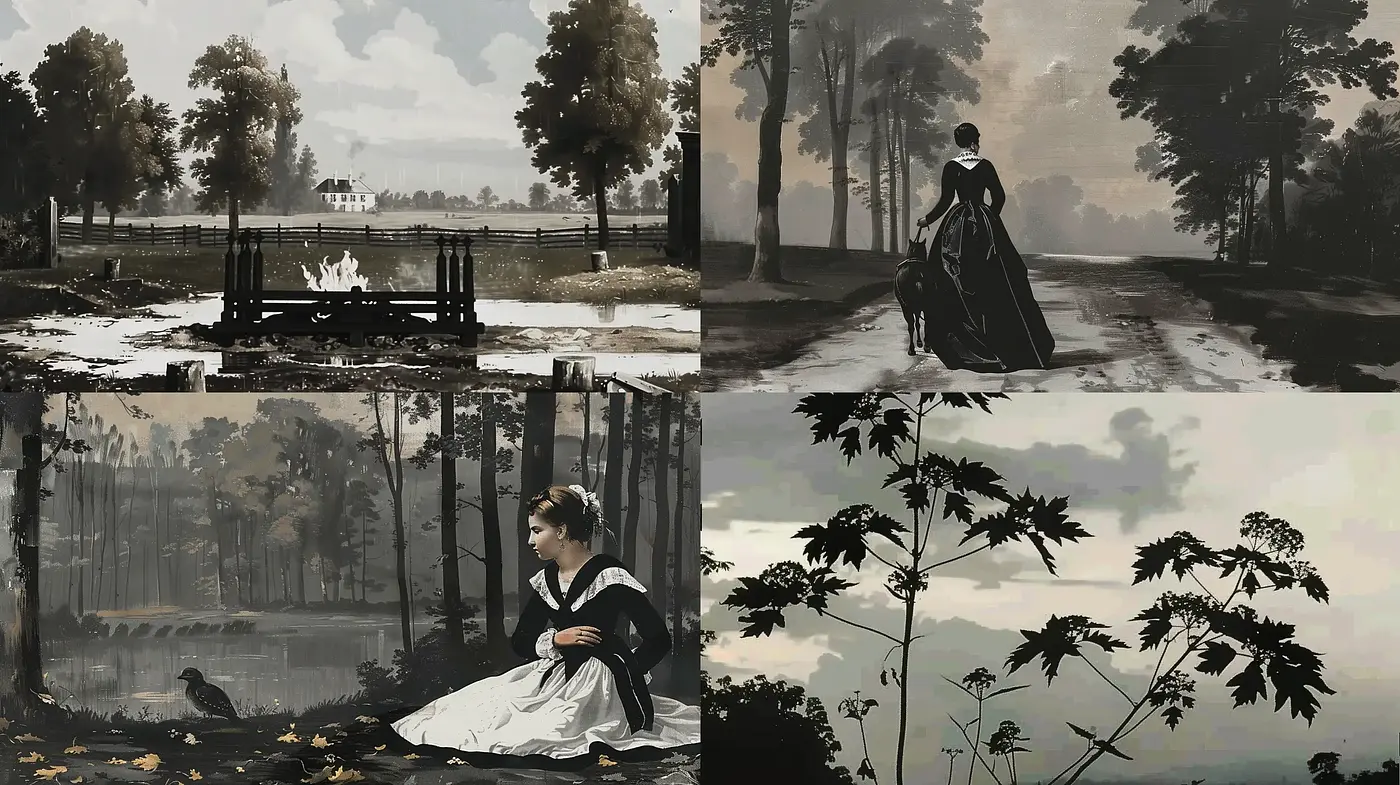 Melancholic Sepia Memories: A Homage to Classic Romanticism - Midjourney sref style