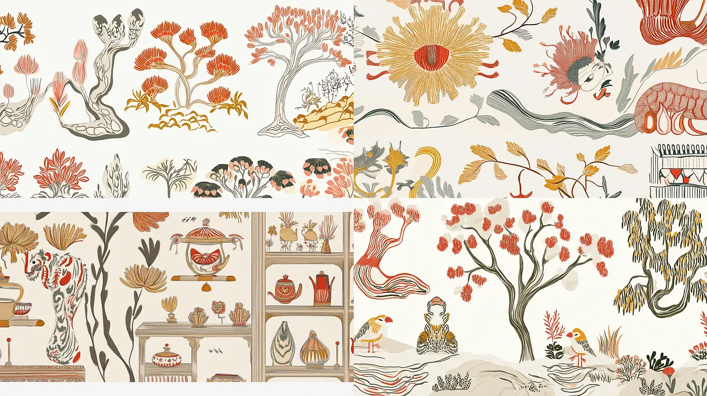 Whimsical Folk Art Fusion with Warm Pastel Tones - Midjourney sref style