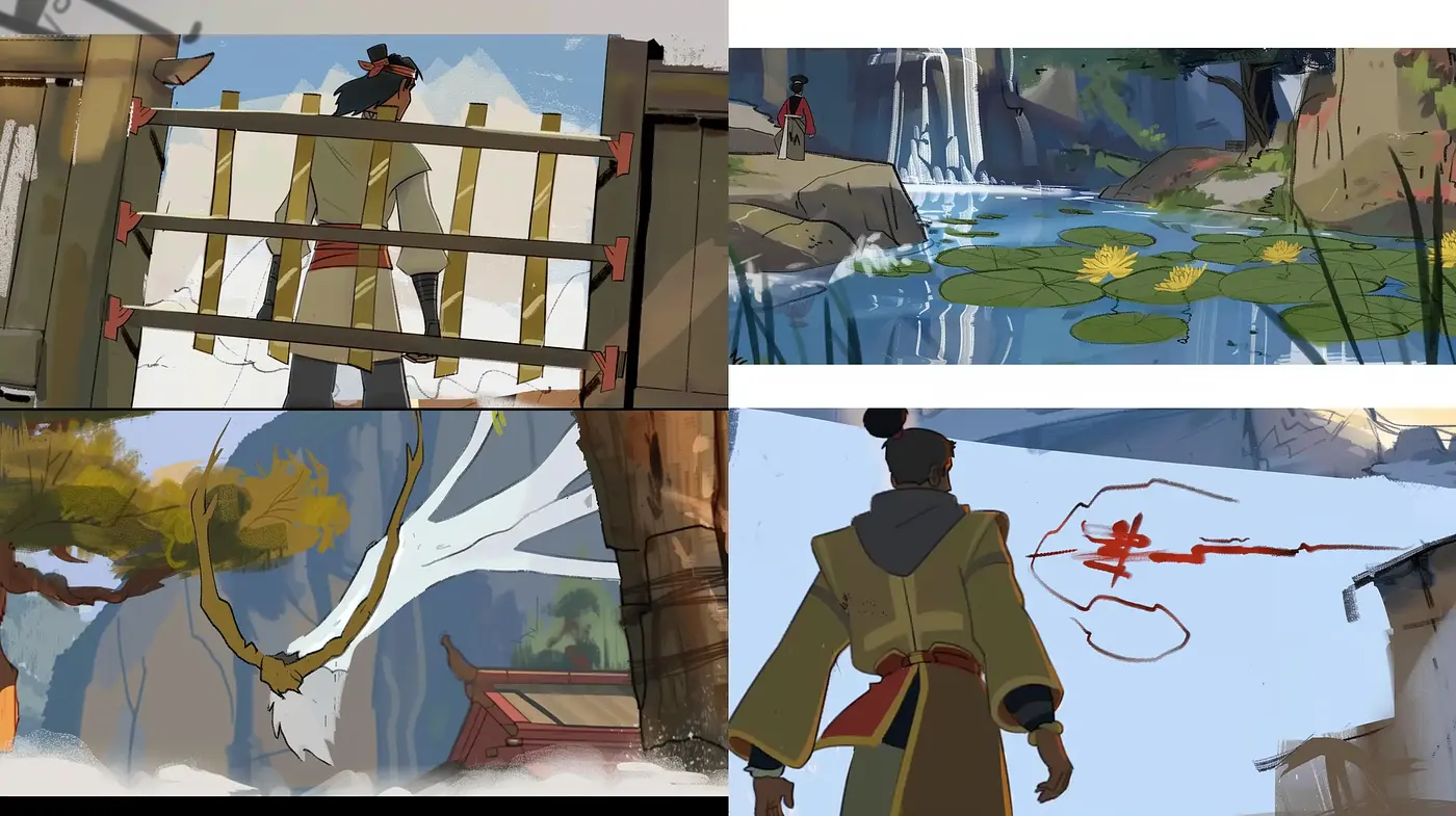 Stylized Serenity in Brushstroke Harmony - Midjourney sref style