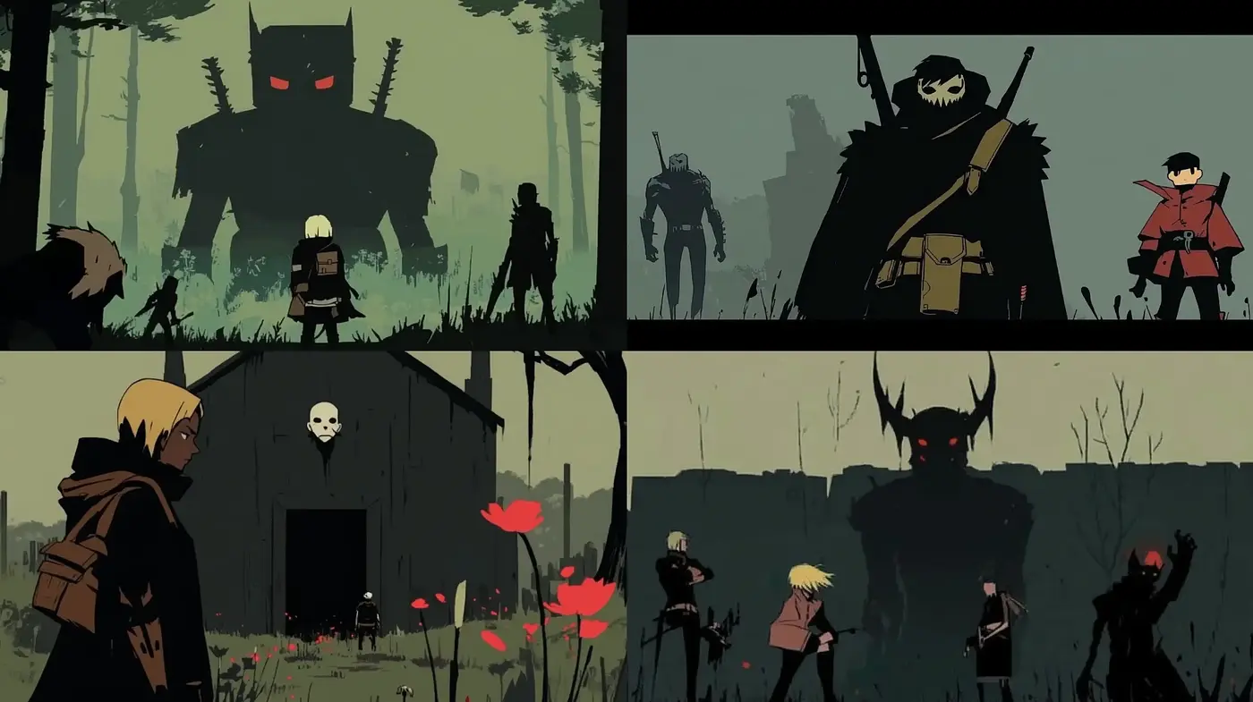Shadowy Silhouettes in Dystopian Twilight - Midjourney sref style