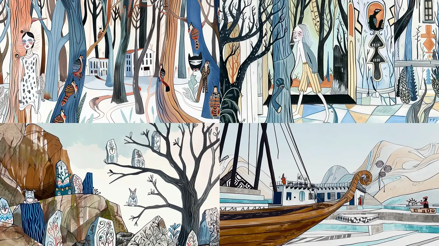 Ethereal Dreamscape in Surrealist Watercolors - Midjourney sref style