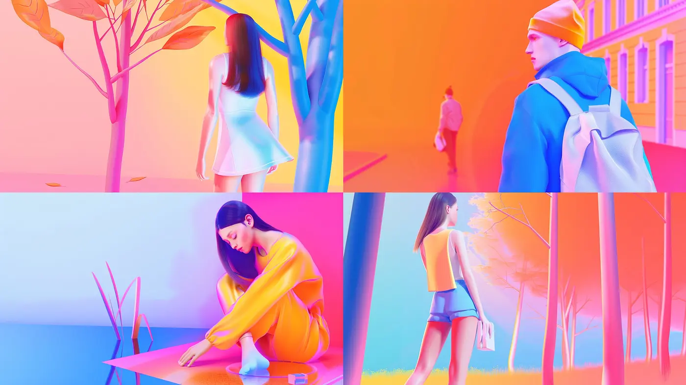 Neon Dreamscape: A Vivid Fusion of Surrealism and Contemporary Digital Art - Midjourney sref style