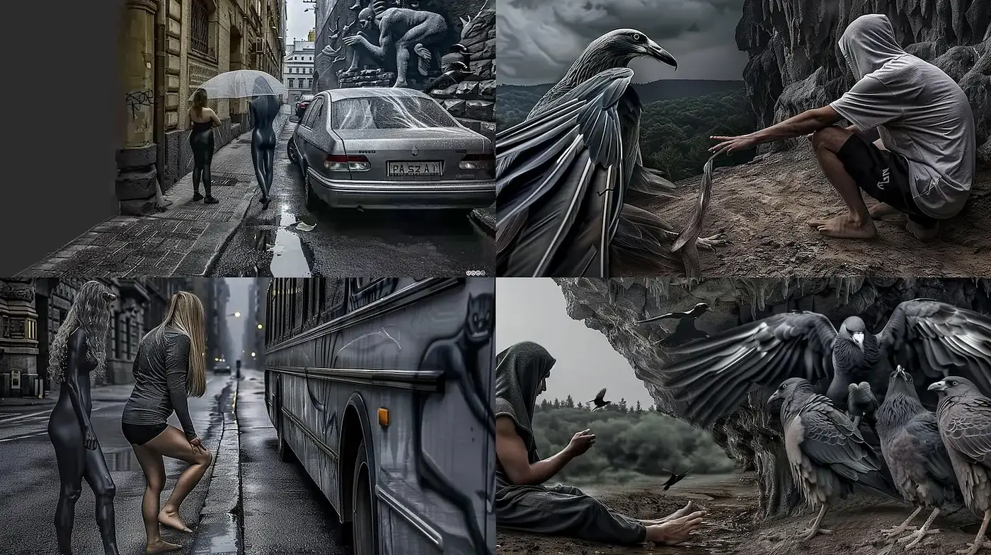 Surrealistic Urban Dreamscapes with a Touch of Fantasy and Nature - Midjourney sref style