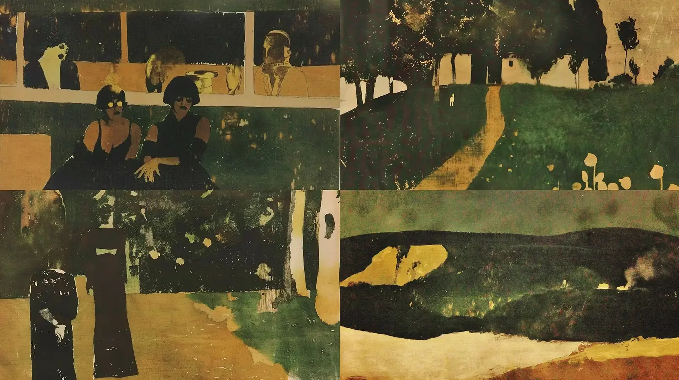 Abstract Expressionist Echoes with a Dark Tonal Essence - Midjourney sref style