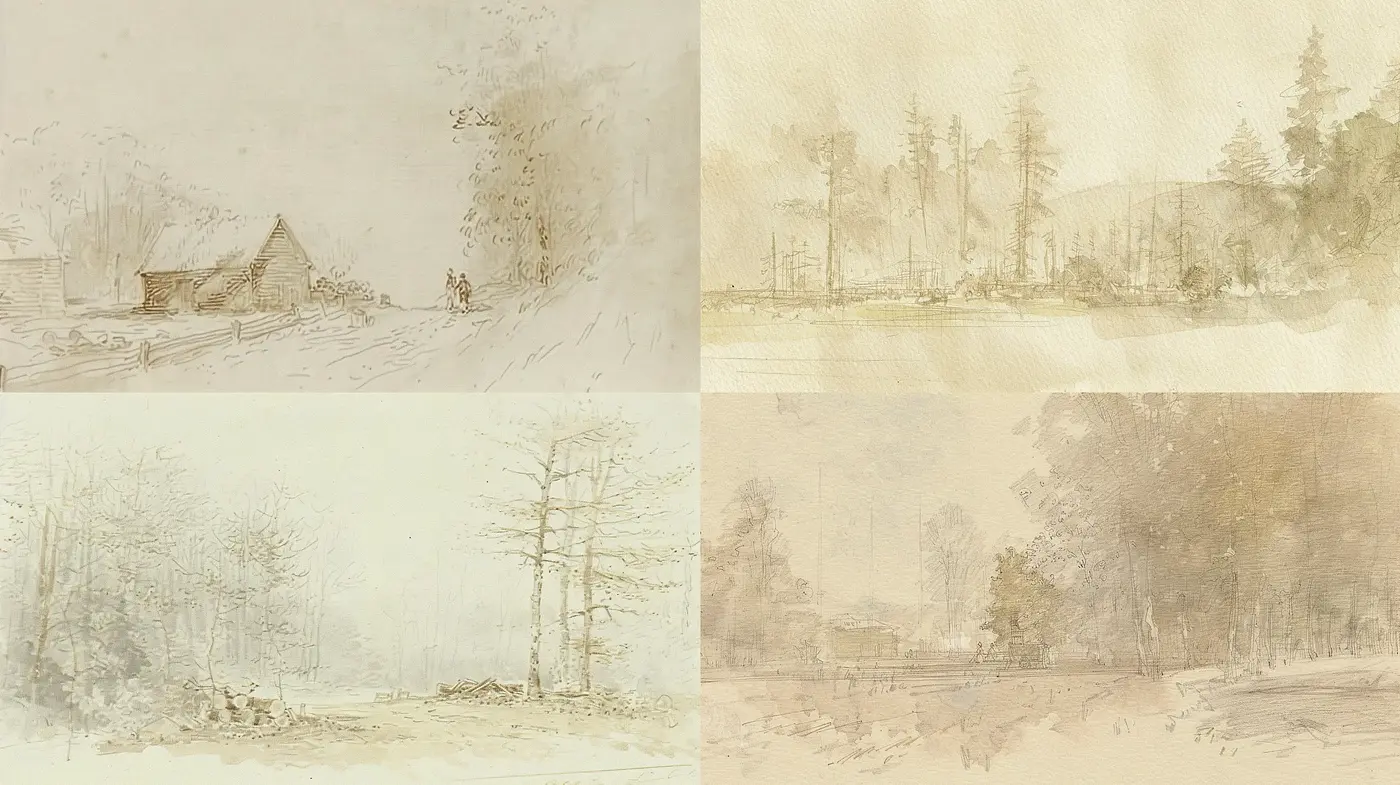 Ethereal Ink Wash Panoramas with Subtle Hues - Midjourney sref style