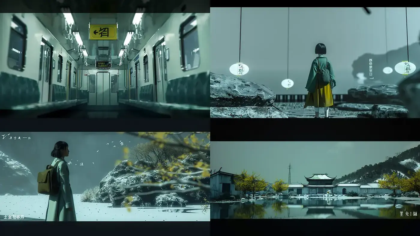 Surreal and Melancholic Urban Dreamscape Depicting Solitude - Midjourney sref style