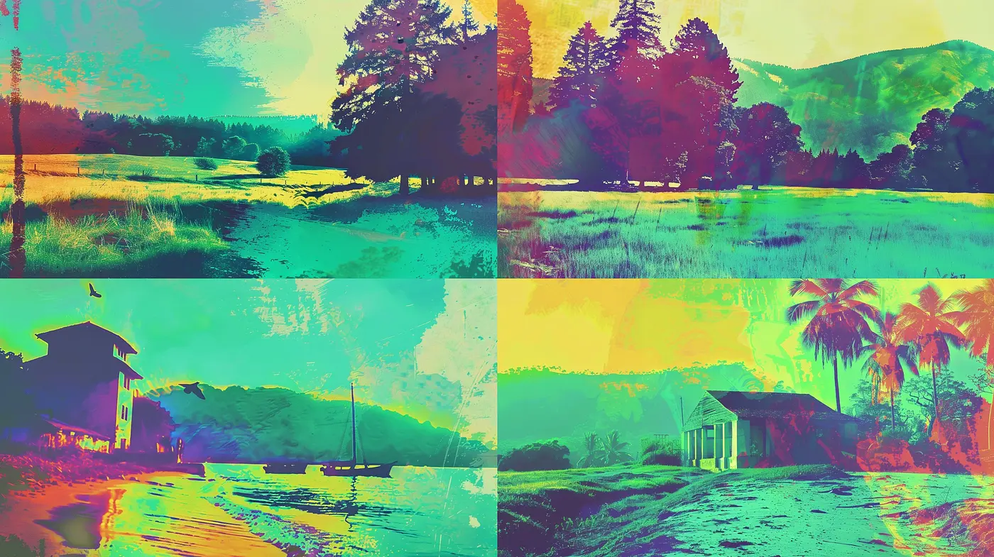 Chromatic Dreamscape: An Exploration in Vivid Hues and Surreal Textures - Midjourney sref style