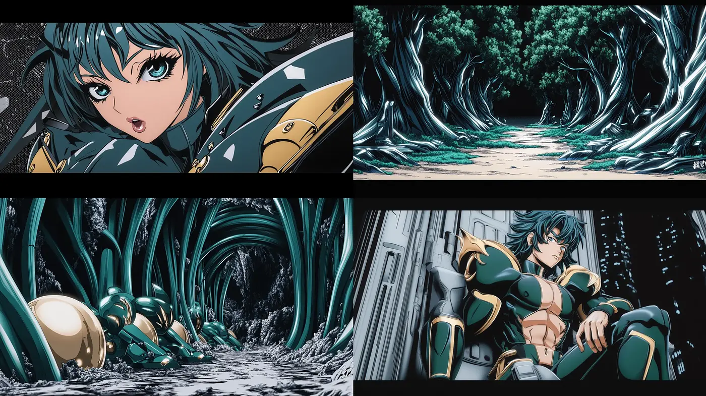 Dynamic Manga-Inspired Illustrative Art Style with a Surreal Atmosphere - Midjourney sref style
