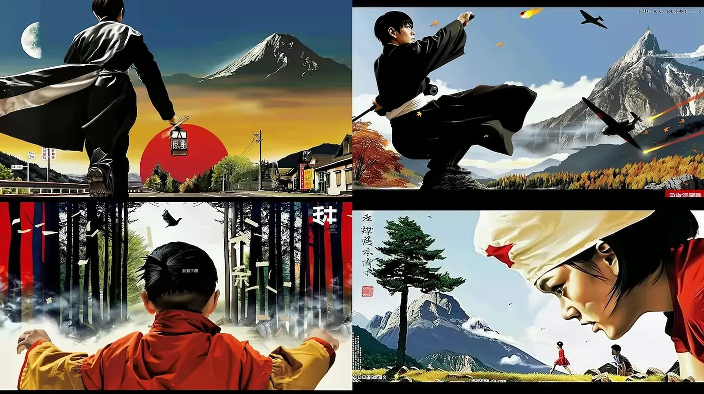 Dynamic Scenes with East Asian Aesthetics and Strong Spatial Composition - Midjourney sref style