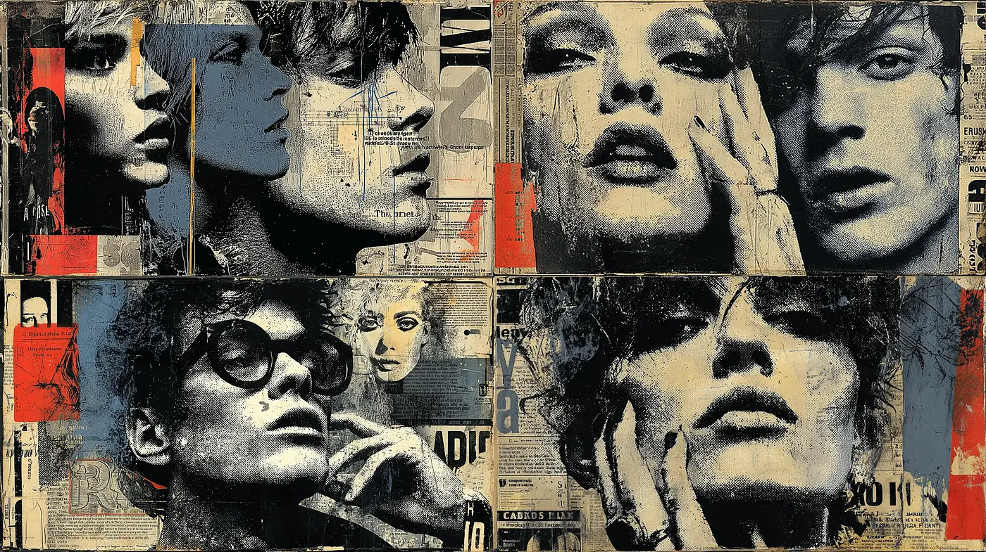 Stylized Mixed Media Art with a Retro, Edgy Vibe - Midjourney sref style