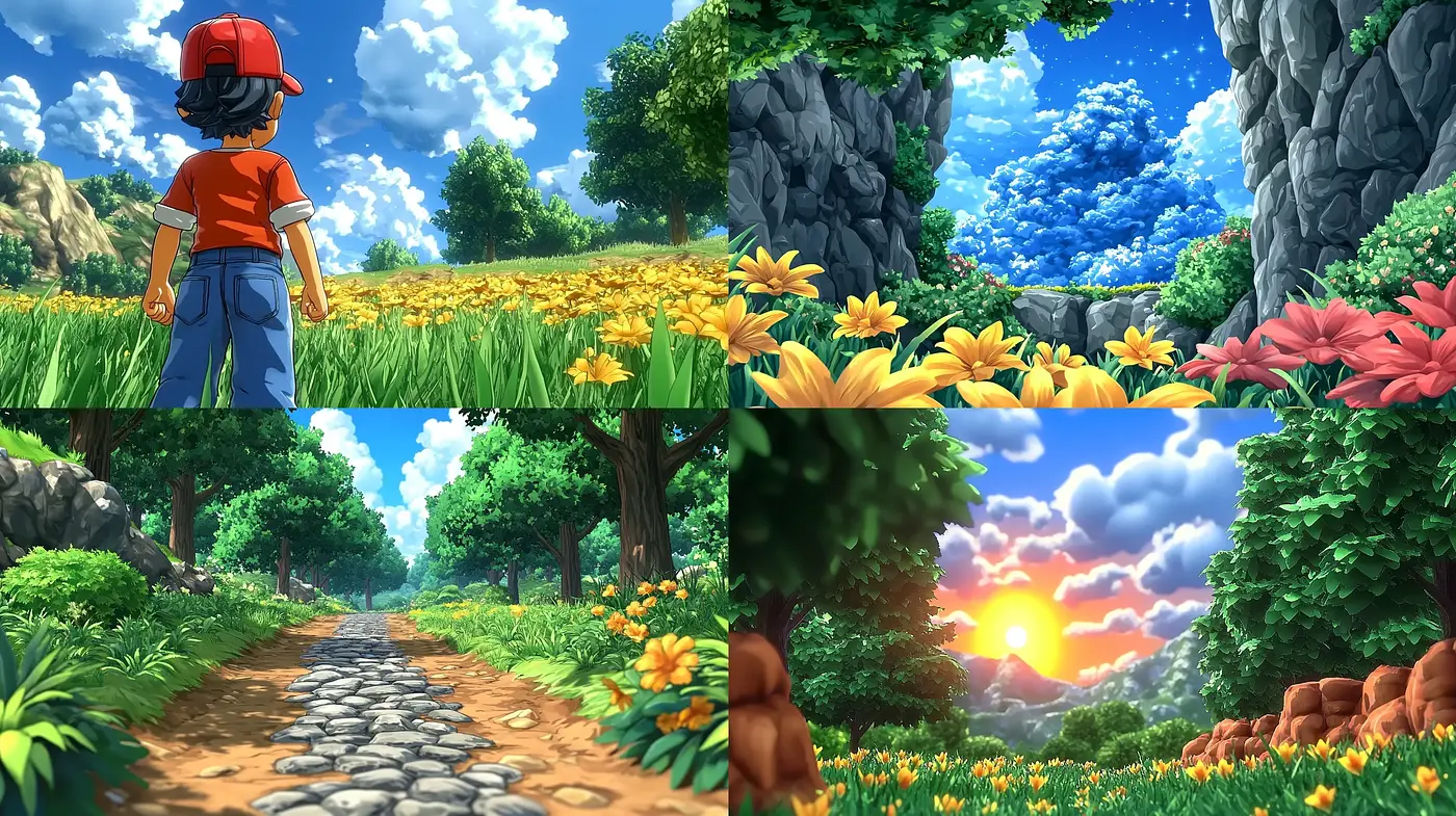 Lush and Vivid Storybook Countryside - Midjourney sref style