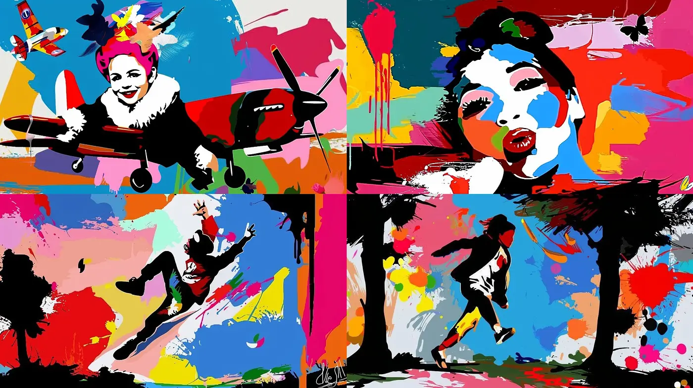 Eclectic Fusion of Abstract Expressionism and Pop Art - Midjourney sref style