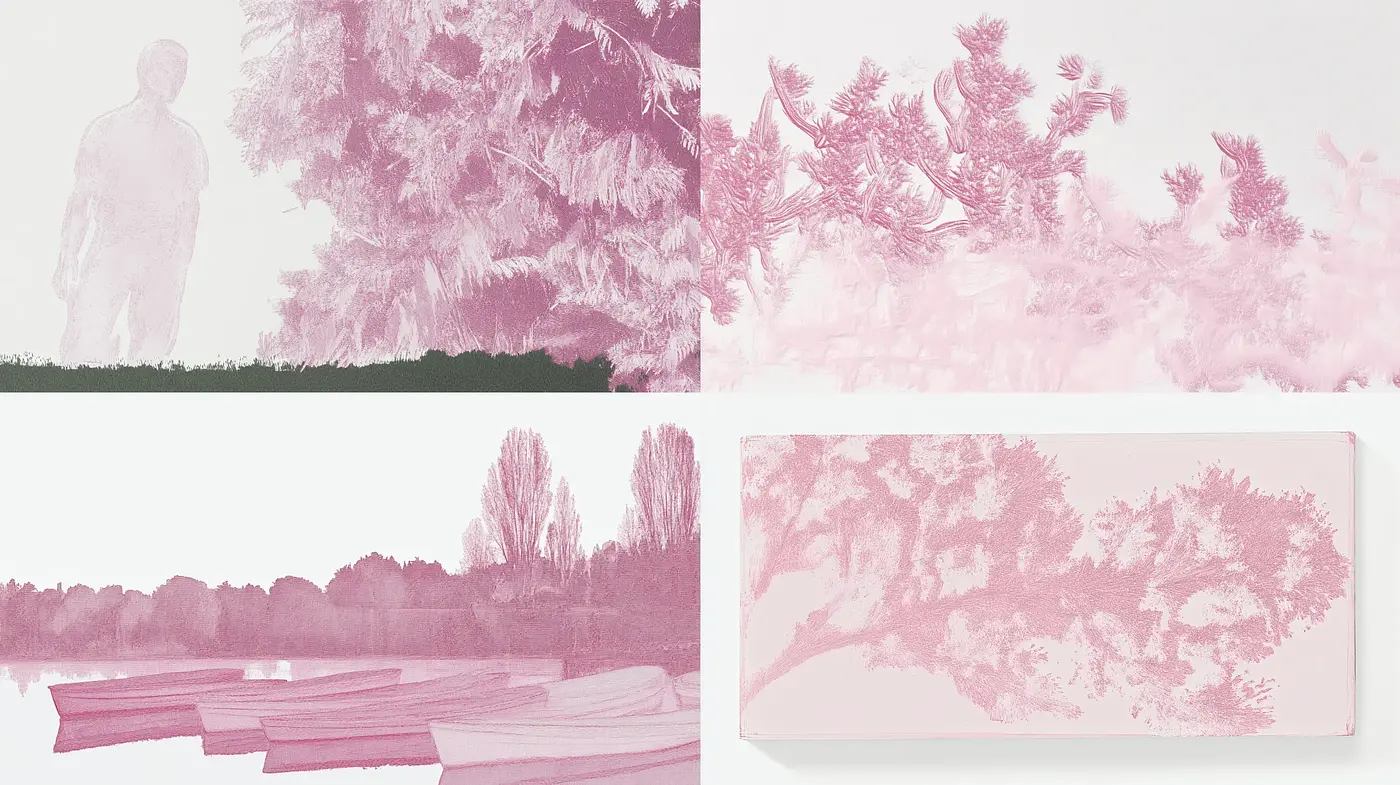 Monochromatic Ethereal Nature: A Study in Pink - Midjourney sref style