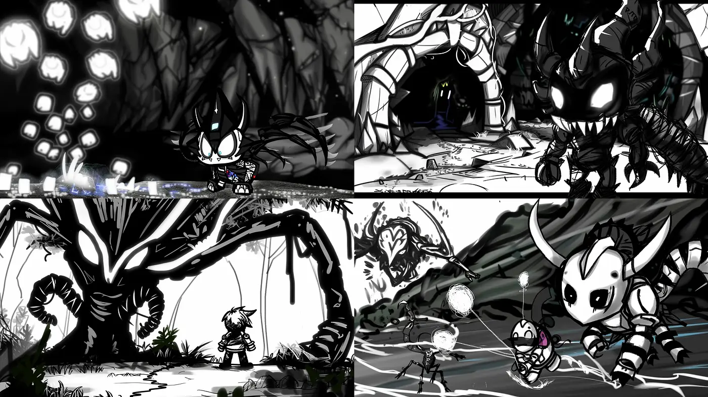 Monochromatic Fantasy: A Journey Through Stylized Dreamscapes - Midjourney sref style
