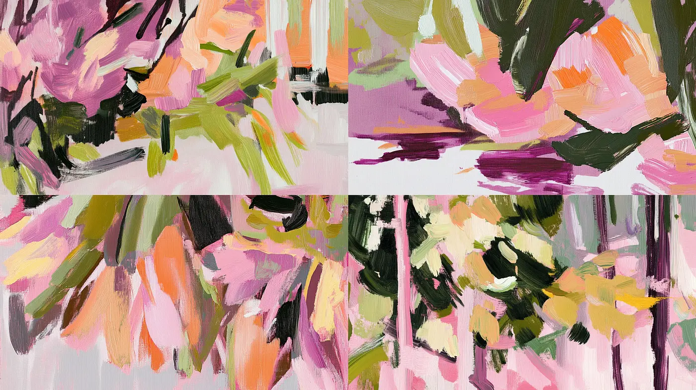 Impressionistic Bloom: A Study in Abstract Floral Brushwork - Midjourney sref style
