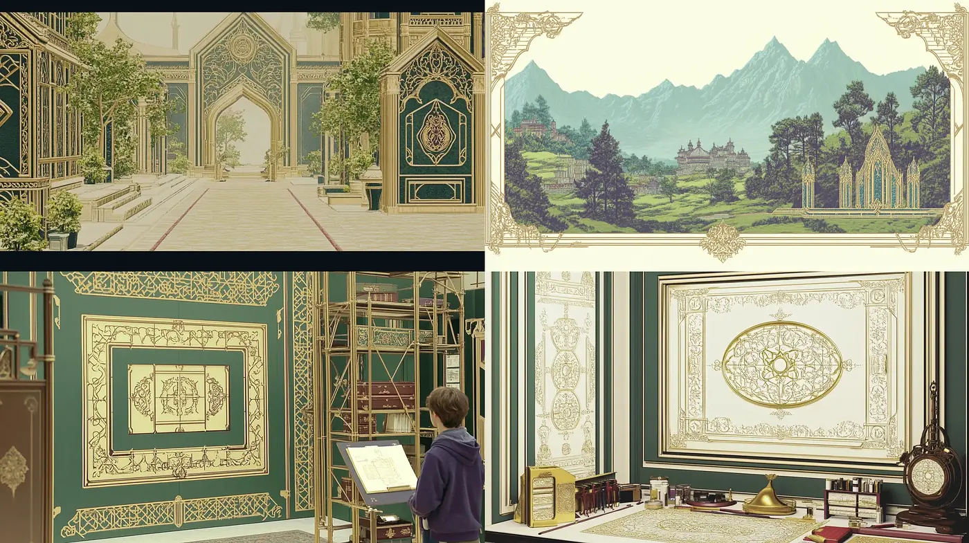 Ornate Harmony: Elegant Symmetry with a Pastel Renaissance Influence - Midjourney sref style