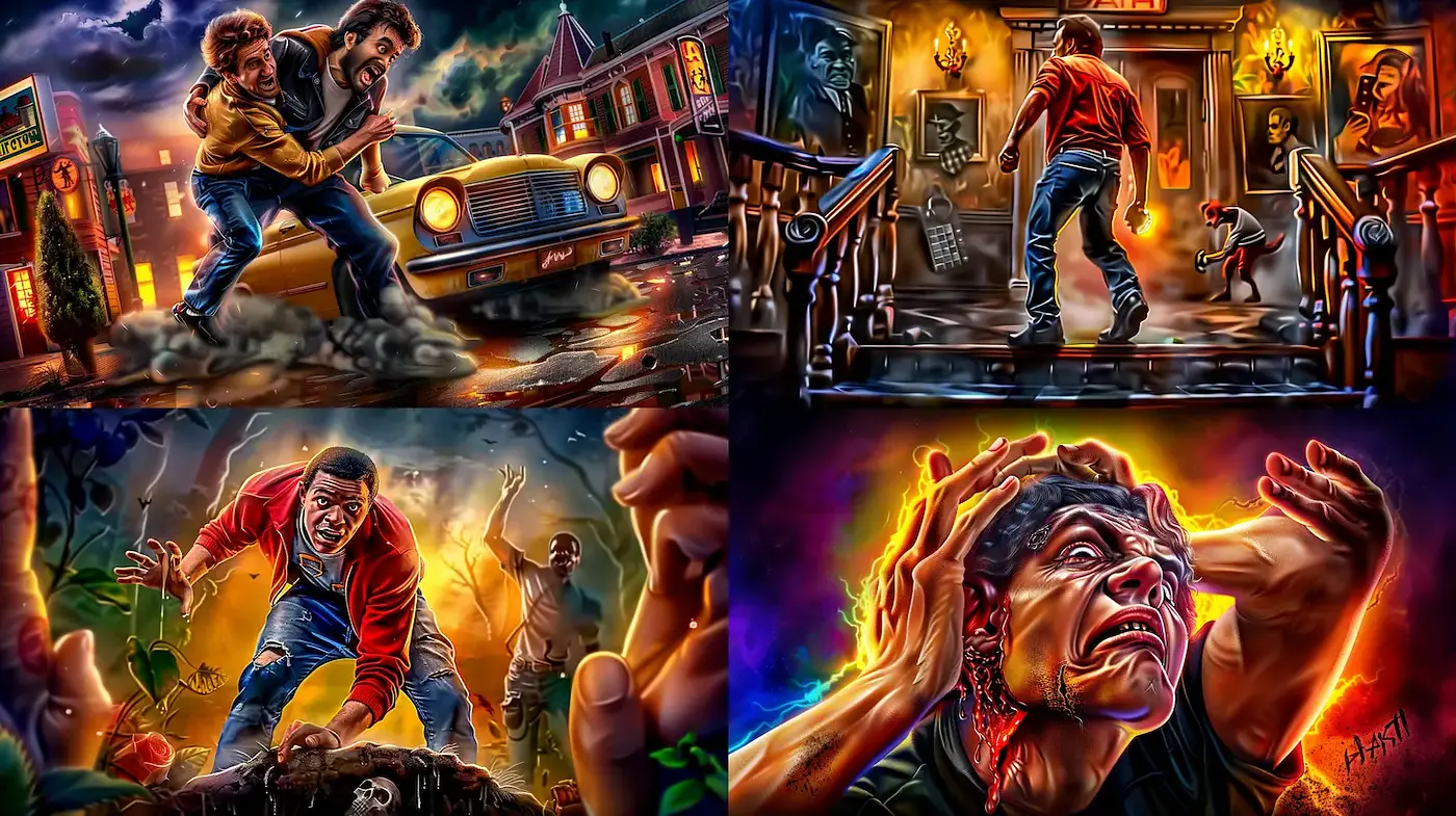 Vibrant and Dynamic Illustrations with a Touch of Horror - Midjourney sref style