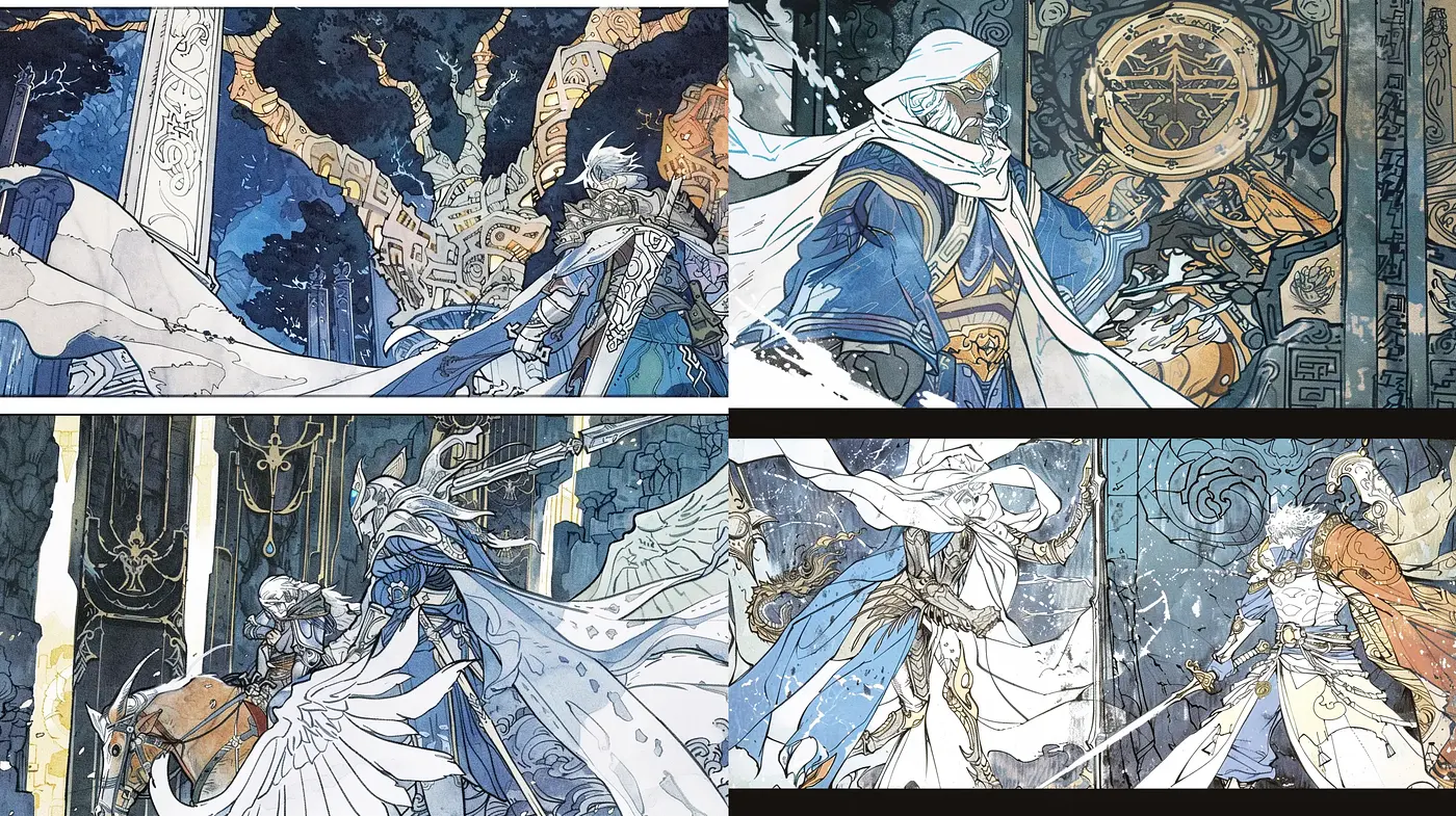 Enigmatic Echoes of Myth: An Artistic Fusion of Stylized Illustration and Alchemical Symbolism - Midjourney sref style
