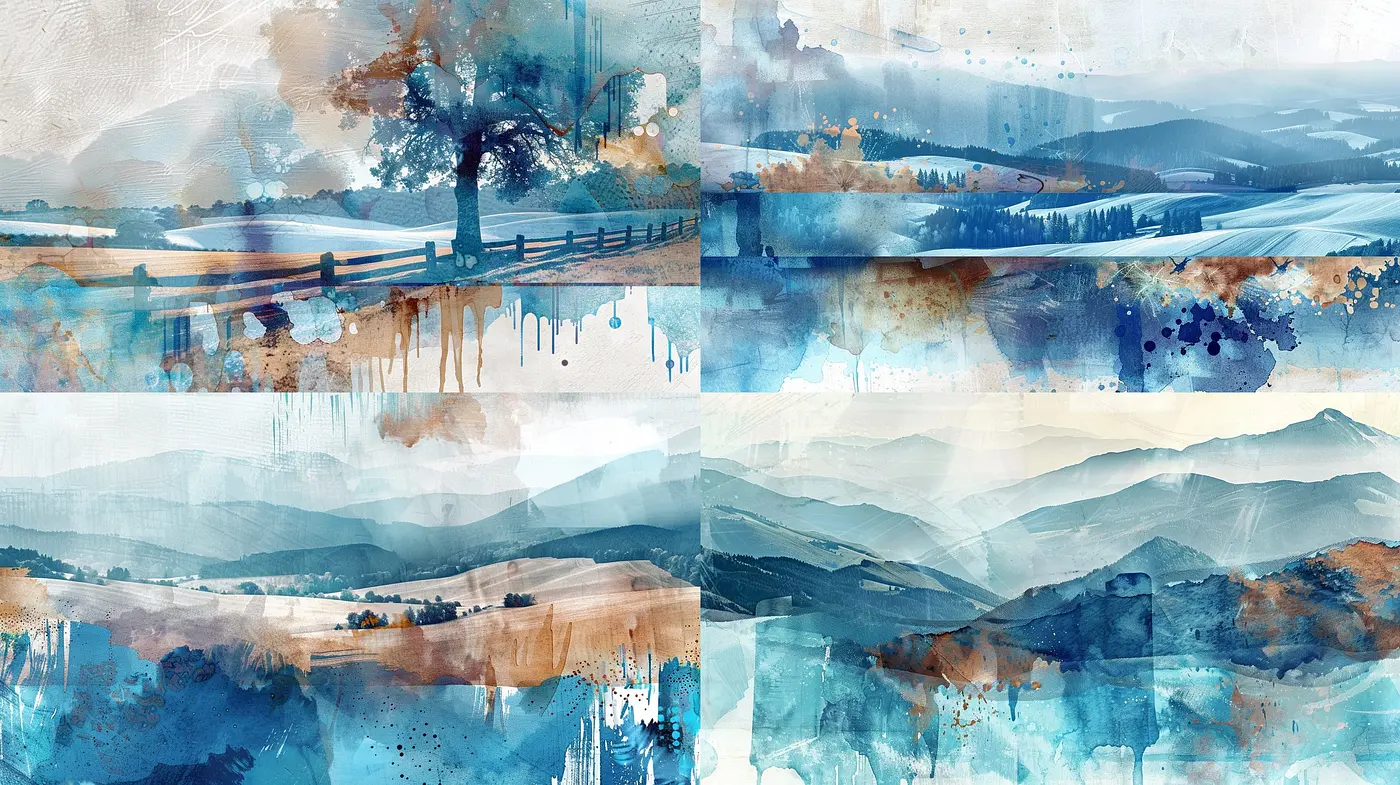 Ethereal Blue Hues of Stylized Elegance - Midjourney sref style
