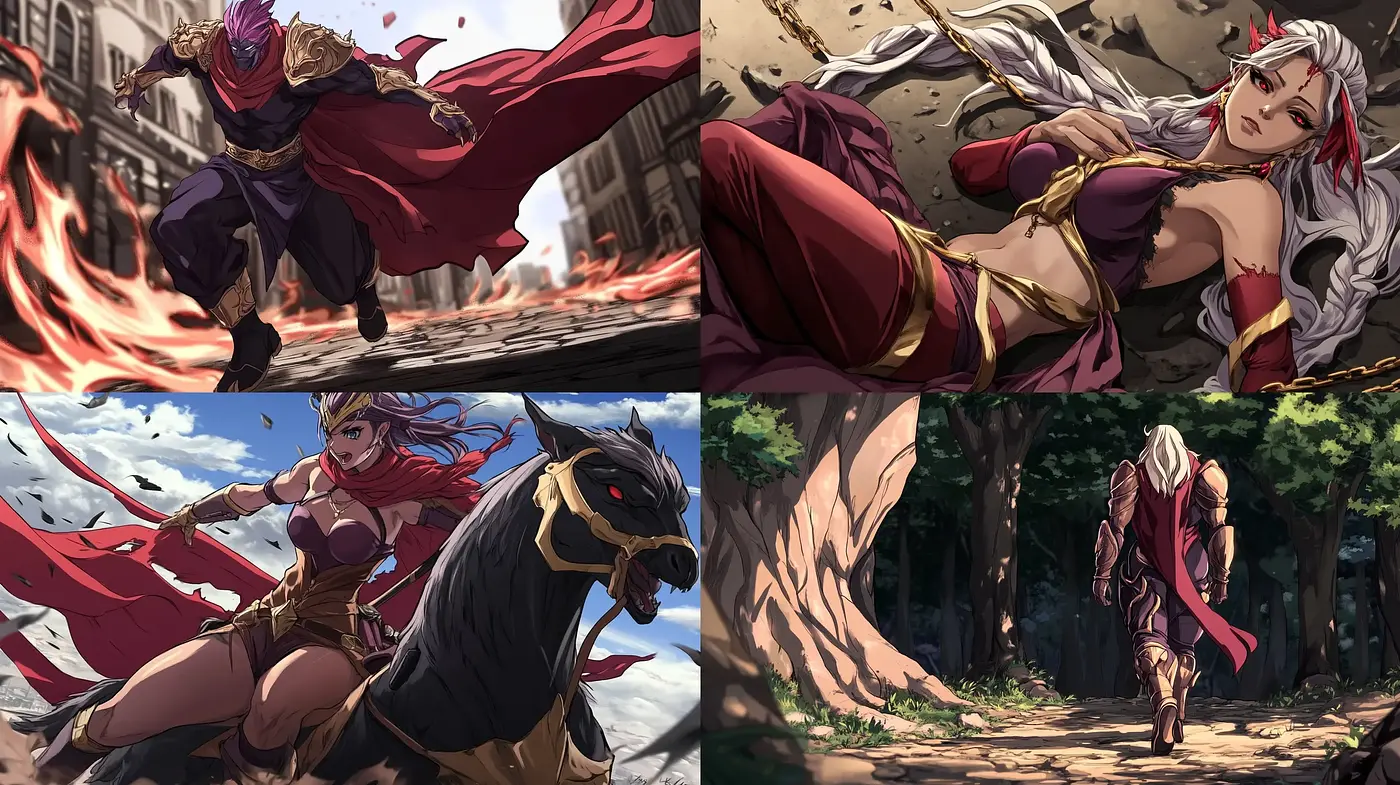 Epic Anime-Inspired Fantasy Action Tableau - Midjourney sref style