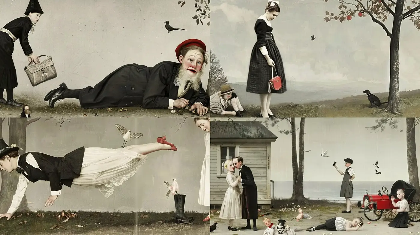 Dreamlike Whimsy and Subdued Chroma: A Homage to Surrealist Paintings - Midjourney sref style