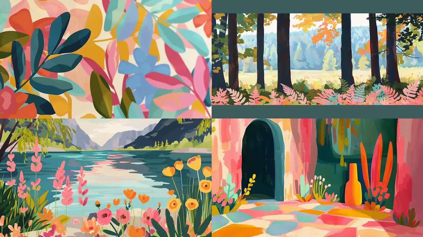 Vibrant Nature and Serenity: A Consistent Vision in Color and Light - Midjourney sref style
