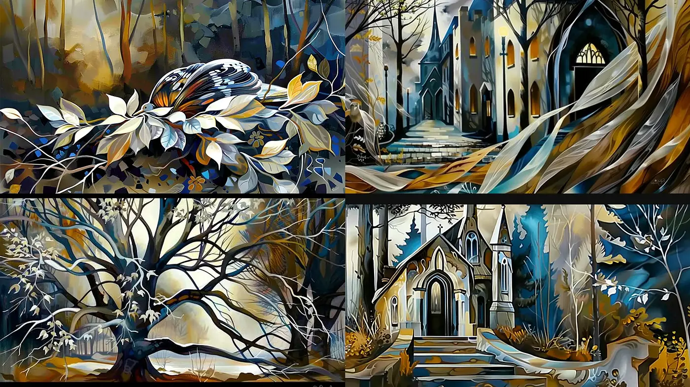 Whimsical Strokes of Gothic Reverie - Midjourney sref style
