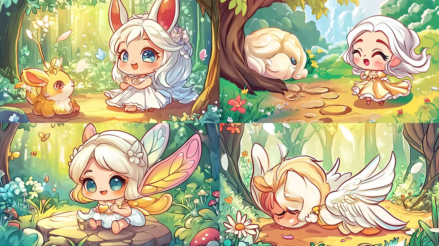 Enchanted Forest Whimsy: A Dance of Pastel and Light in Illustrated Fantasy - Midjourney sref style